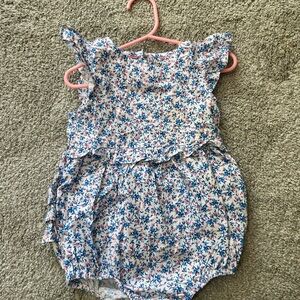 Ruffle Butts Floral Bubble - Blue and Pink